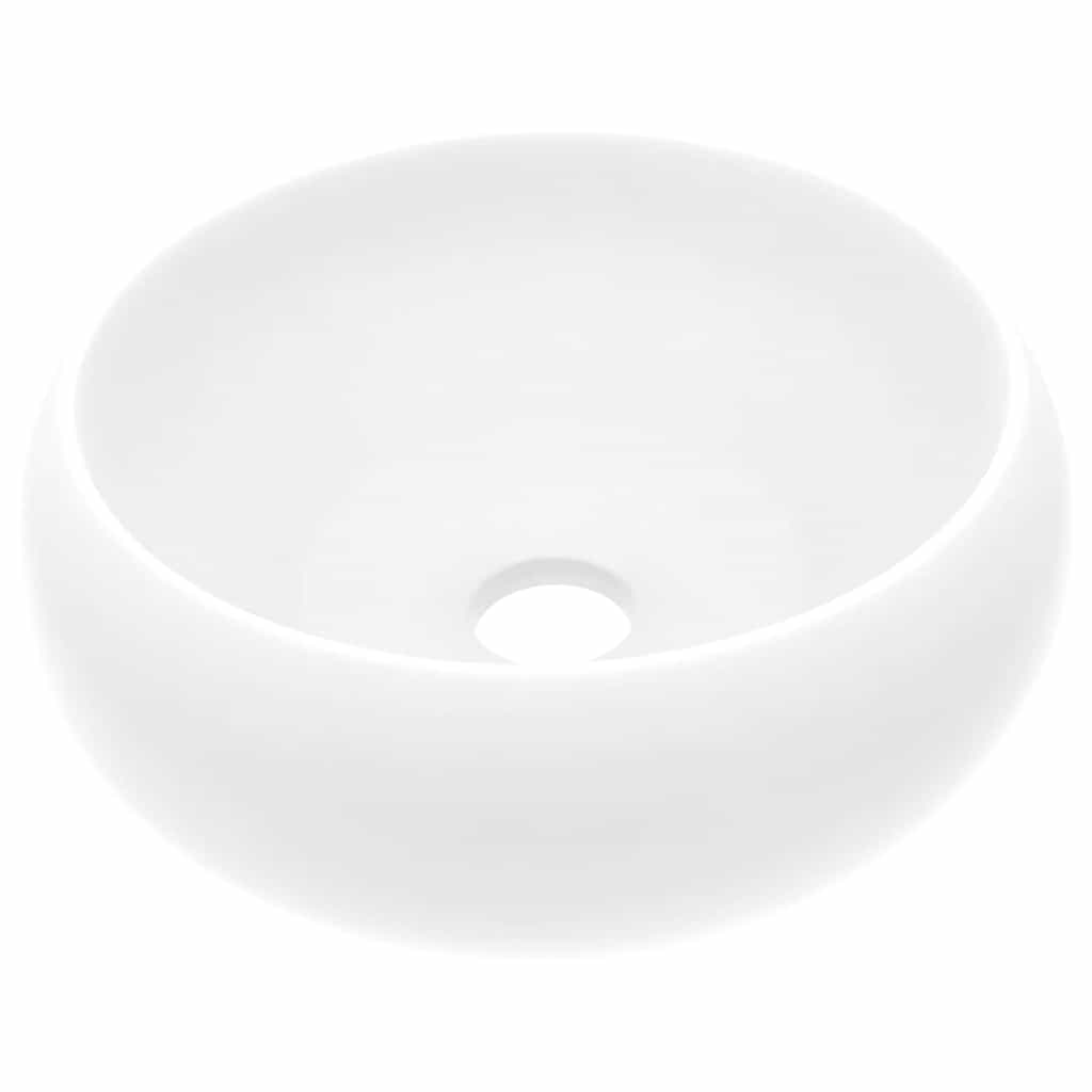 Luxuriöses Waschbecken Rund Matt Weiß 40x15 cm Keramik
