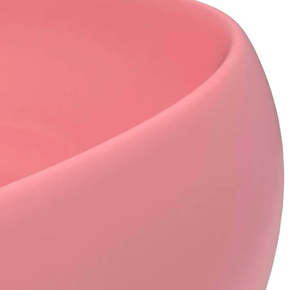 Luxuriöses Waschbecken Rund Matt Rosa 40x15 cm Keramik