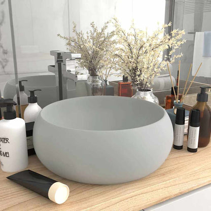 Luxuriöses Waschbecken Rund Matt Hellgrau 40x15 cm Keramik
