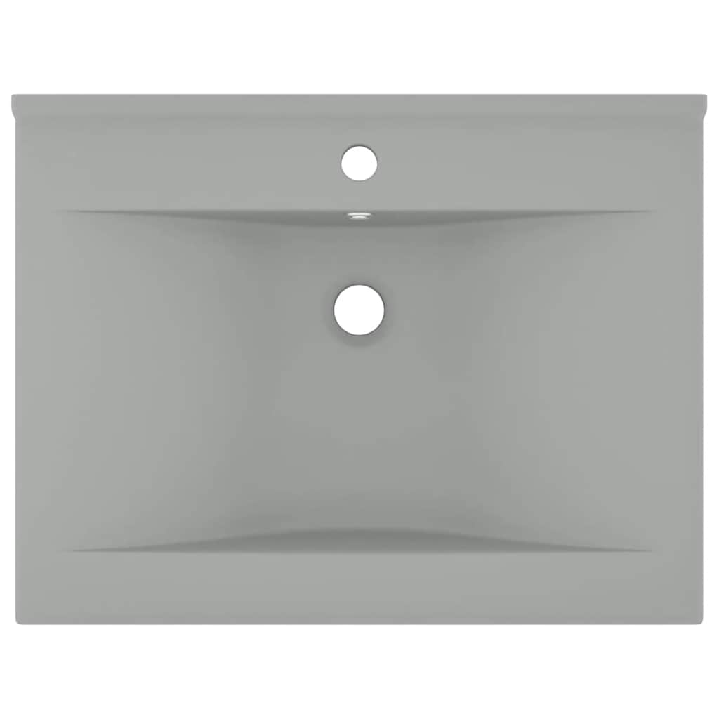 Luxus-Waschbecken mit Hahnloch Matt-Hellgrau 60x46 cm Keramik