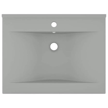 Luxus-Waschbecken mit Hahnloch Matt-Hellgrau 60x46 cm Keramik