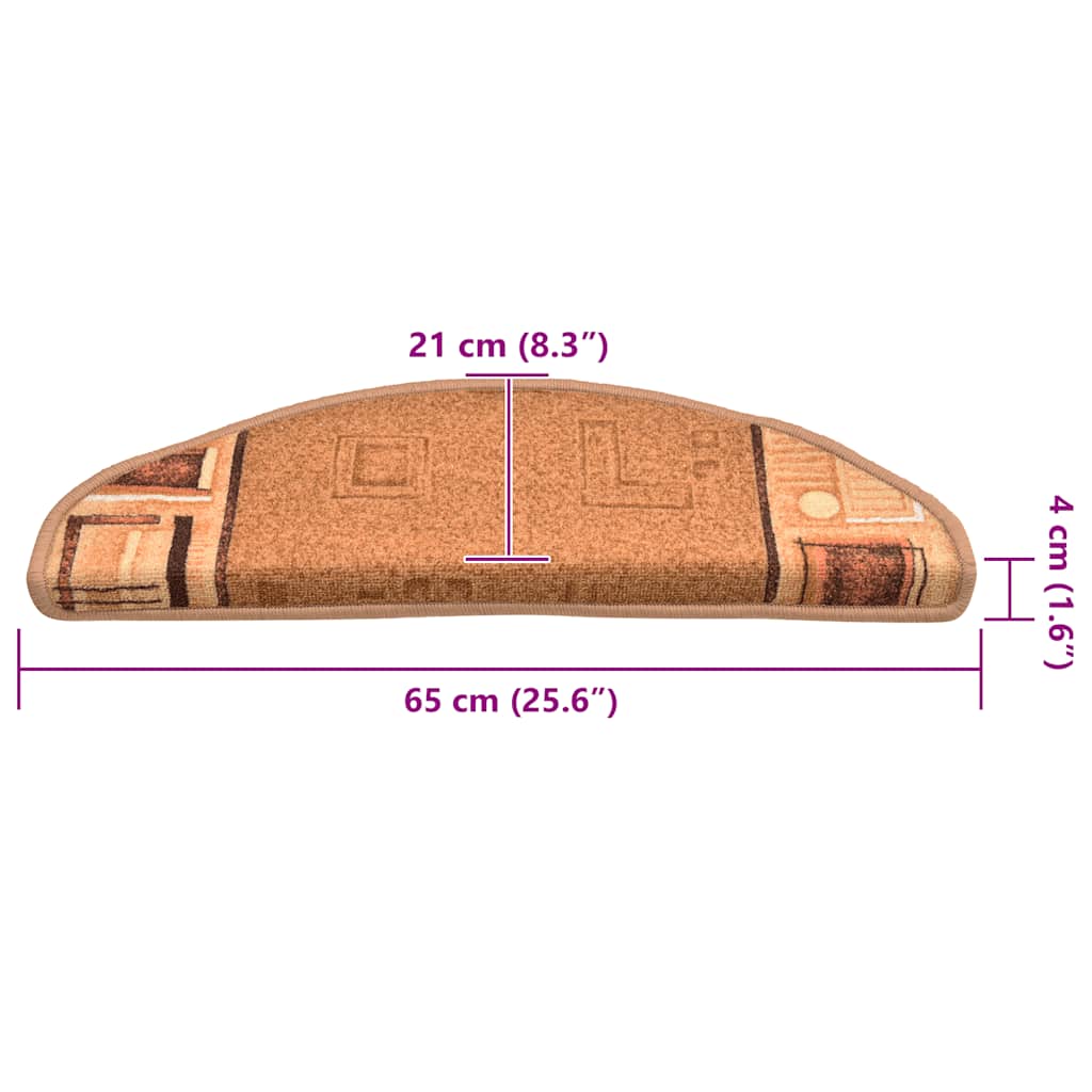 Treppenmatten Selbstklebend 15 Stk. Beige 65x21x4 cm
