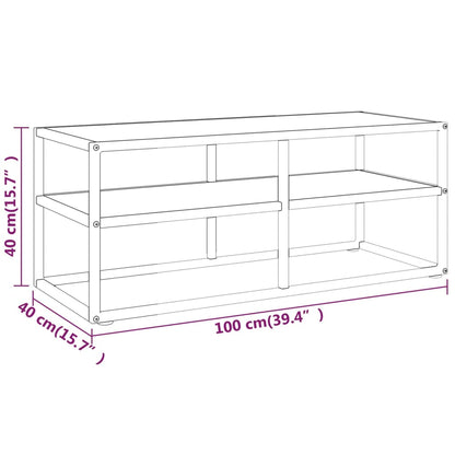 TV-Schrank Schwarz mit Hartglas Marmor-Optik 100x40x40 cm