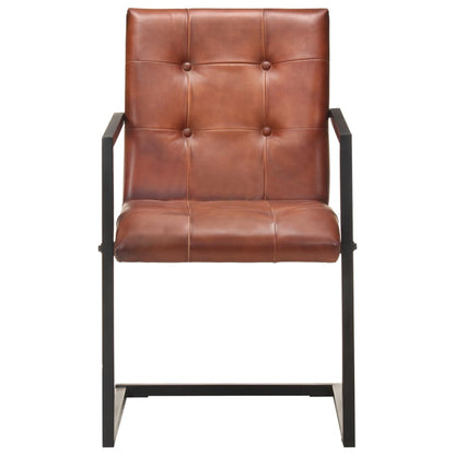 Freischwinger 2 Stk. Braun Echtleder