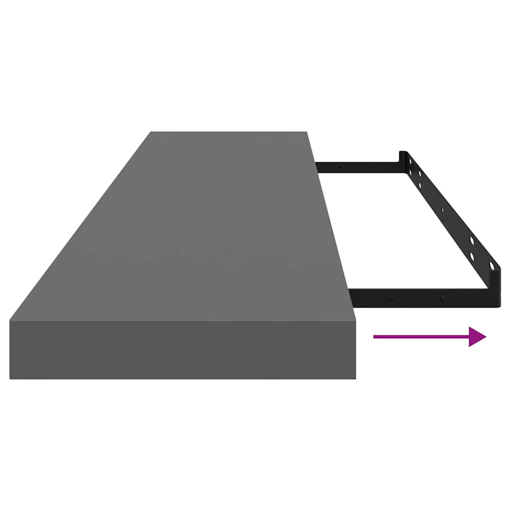 Schweberegale 4 Stk. Hochglanz-Grau 120x23,5x3,8 cm MDF