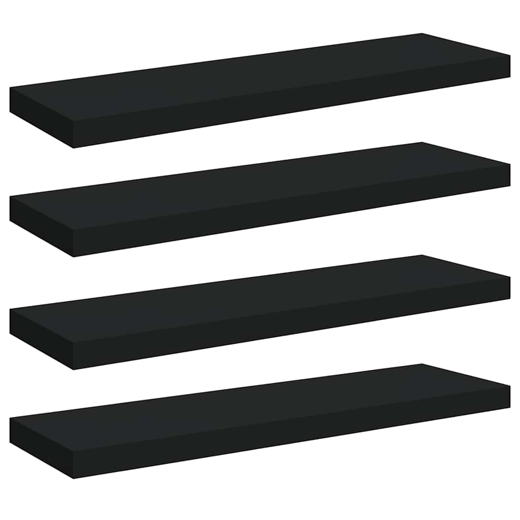 Schweberegale 4 Stk. Schwarz 80x23,5x3,8 cm MDF