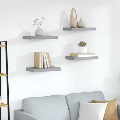 Schweberegale 4 Stk. Grau 23x23,5x3,8 cm MDF