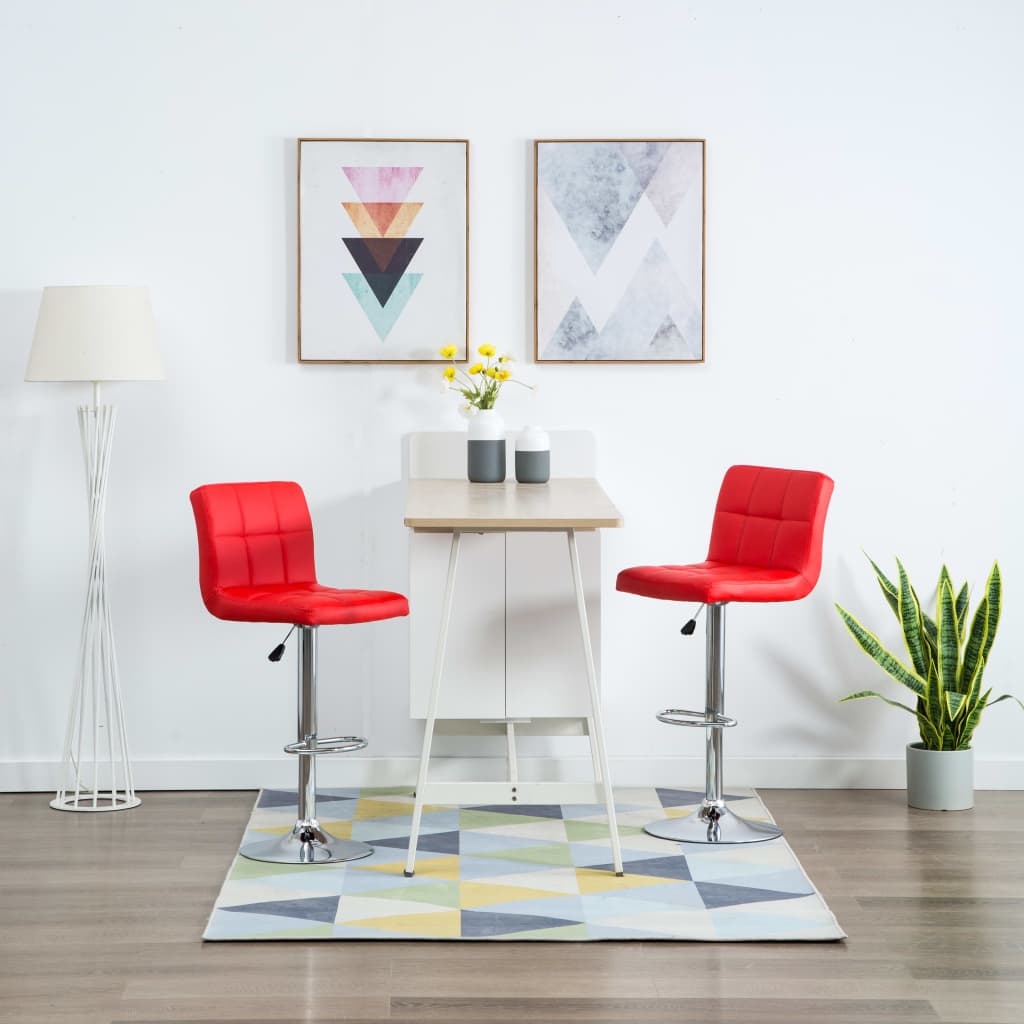 Barhocker 2 Stk. Rot Kunstleder