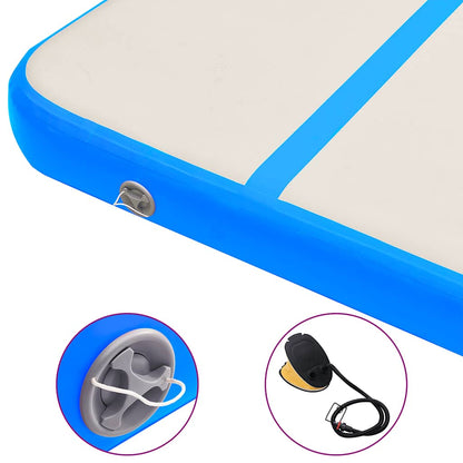 Aufblasbare Gymnastikmatte mit Pumpe 800x100x15 cm PVC Blau