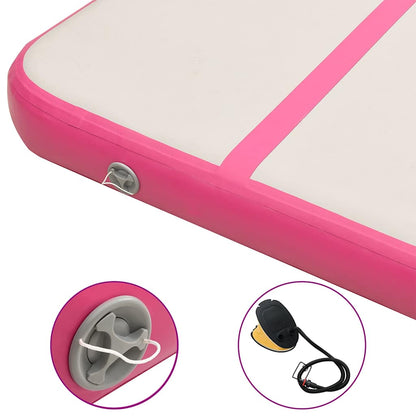 Aufblasbare Gymnastikmatte mit Pumpe 300x100x20 cm PVC Rosa