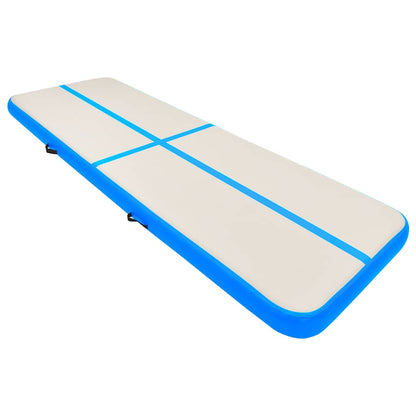 Aufblasbare Gymnastikmatte mit Pumpe 500x100x20 cm PVC Blau
