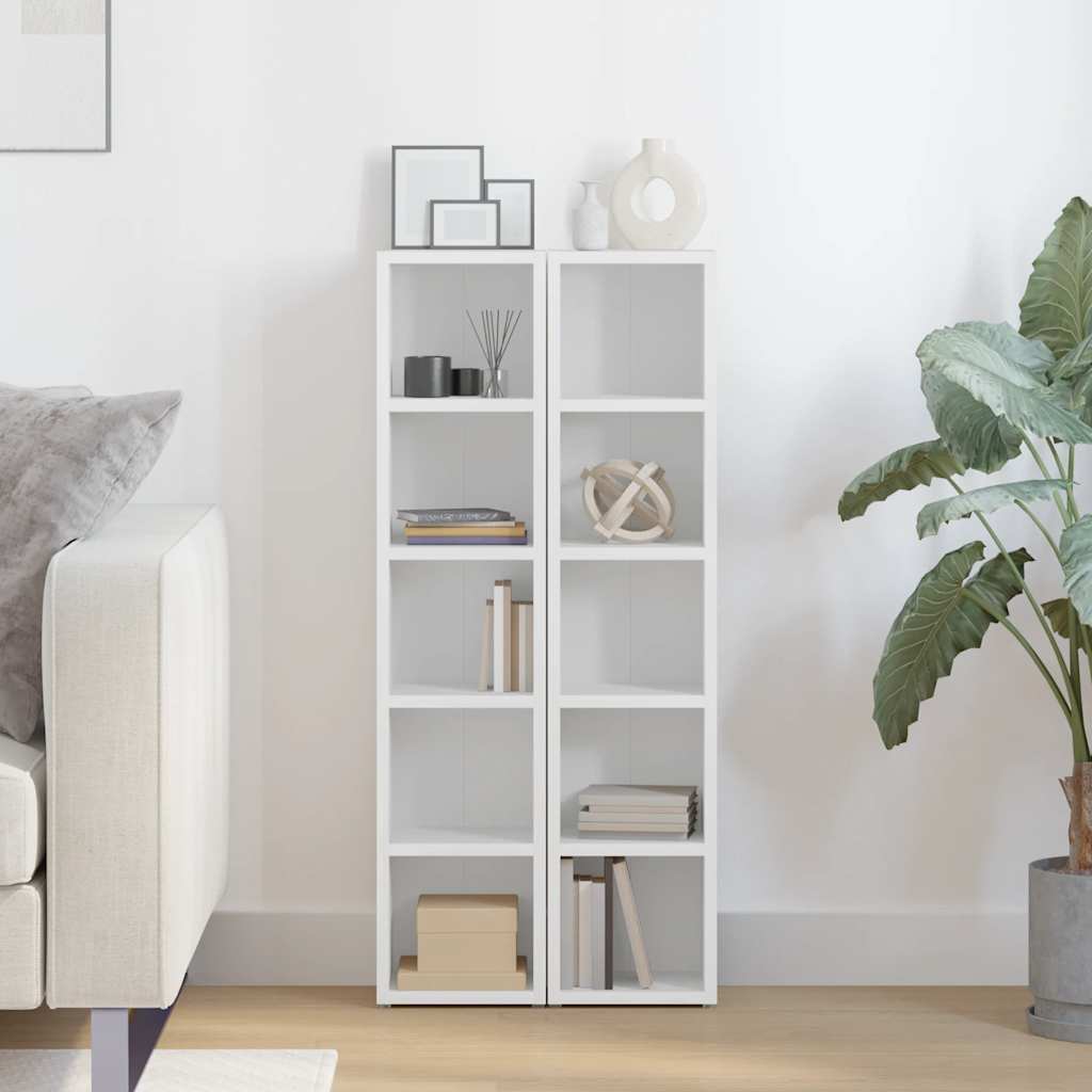 CD-Regale 2 Stk. Weiß 21x16x93,5 cm Holzwerkstoff