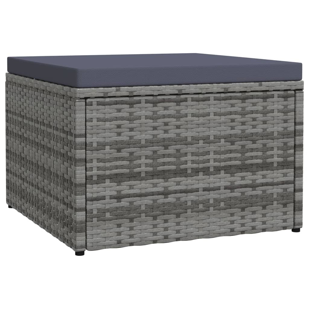 Outdoor-Fußhocker mit Kissen Grau Polyrattan