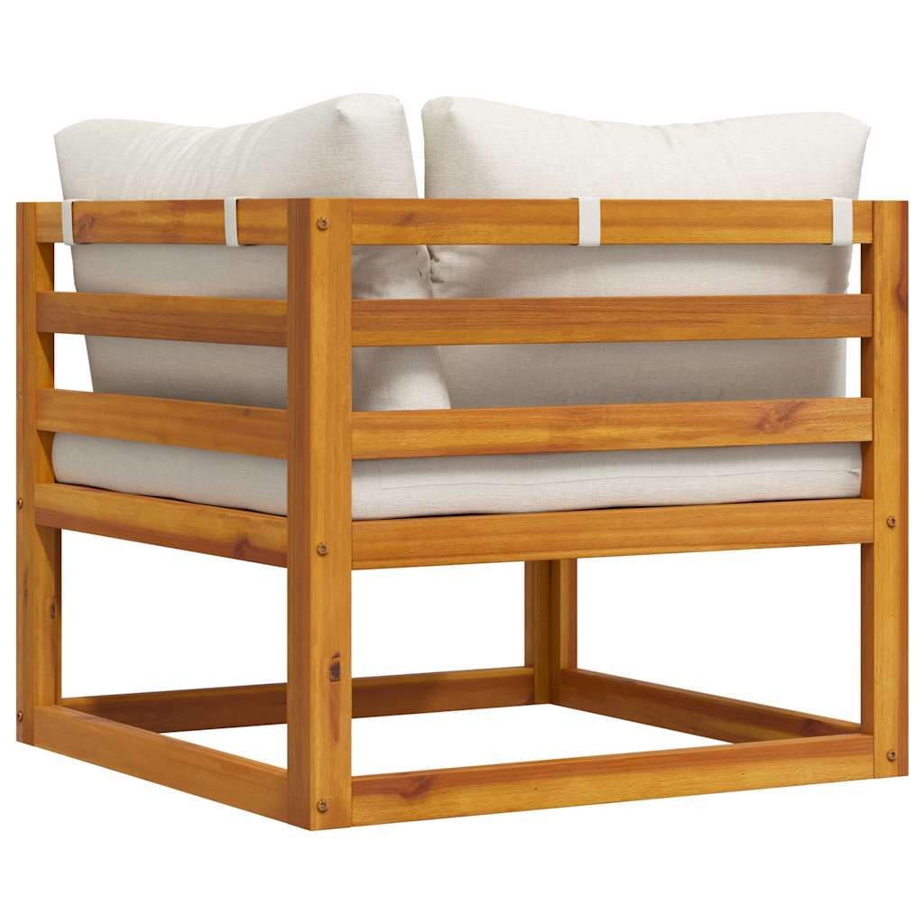 Modular-Ecksofa mit Cremeweißen Kissen Akazie Massivholz