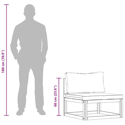 Modular-Mittelsofa mit Dunkelgrauen Kissen Akazie Massivholz