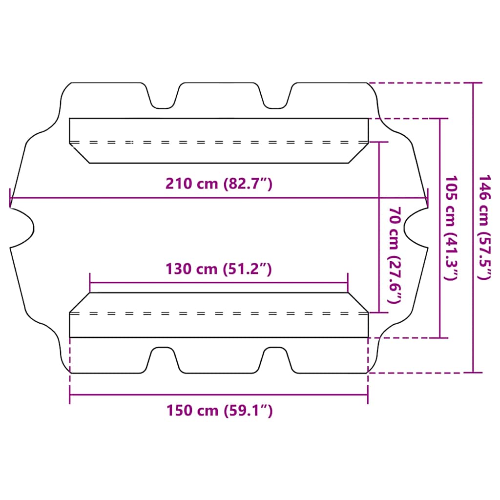 Ersatzdach für Hollywoodschaukel Schwarz 150/130x105/70 cm