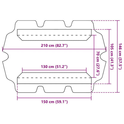 Ersatzdach für Hollywoodschaukel Schwarz 150/130x105/70 cm