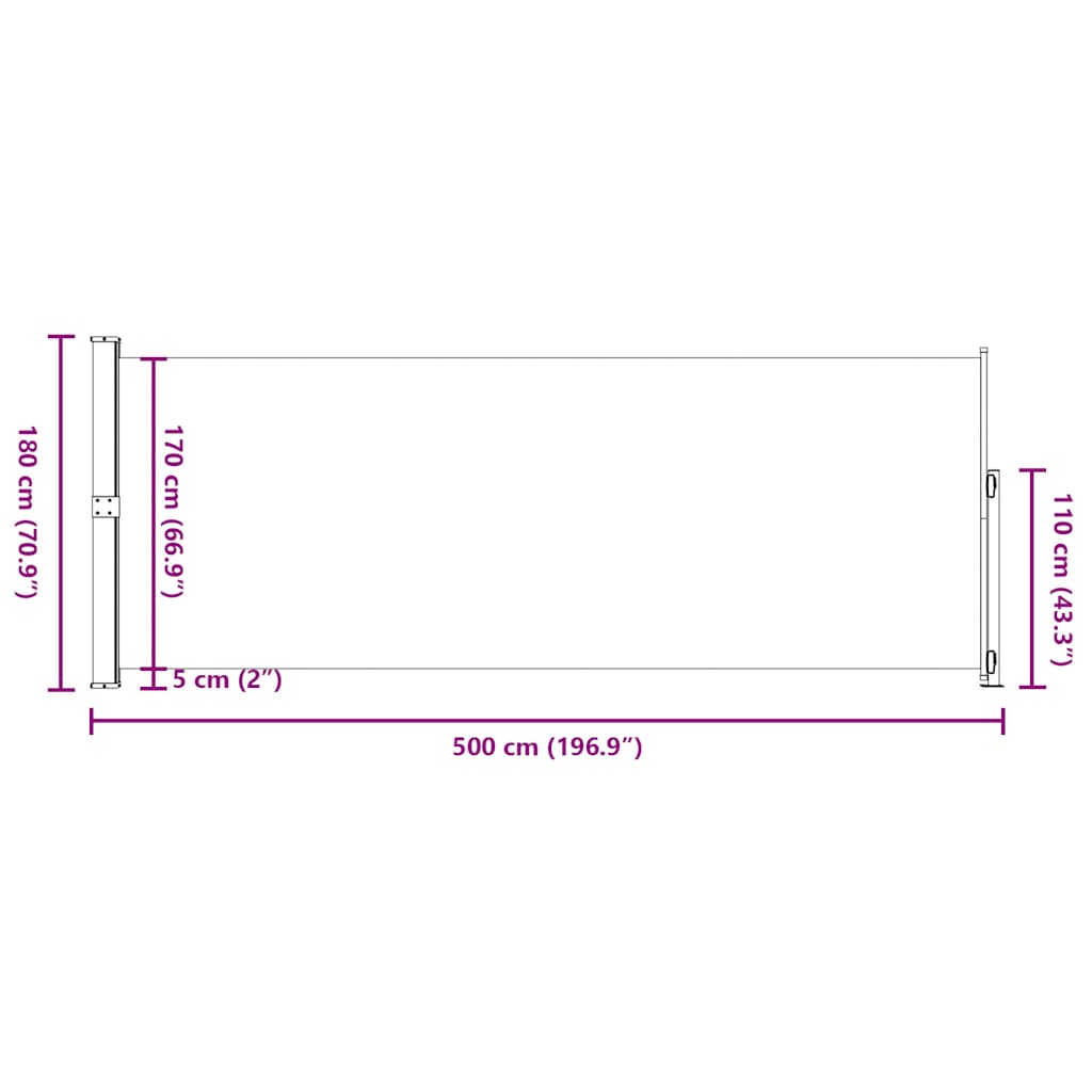 Seitenmarkise Ausziehbar 180x500 cm Rot