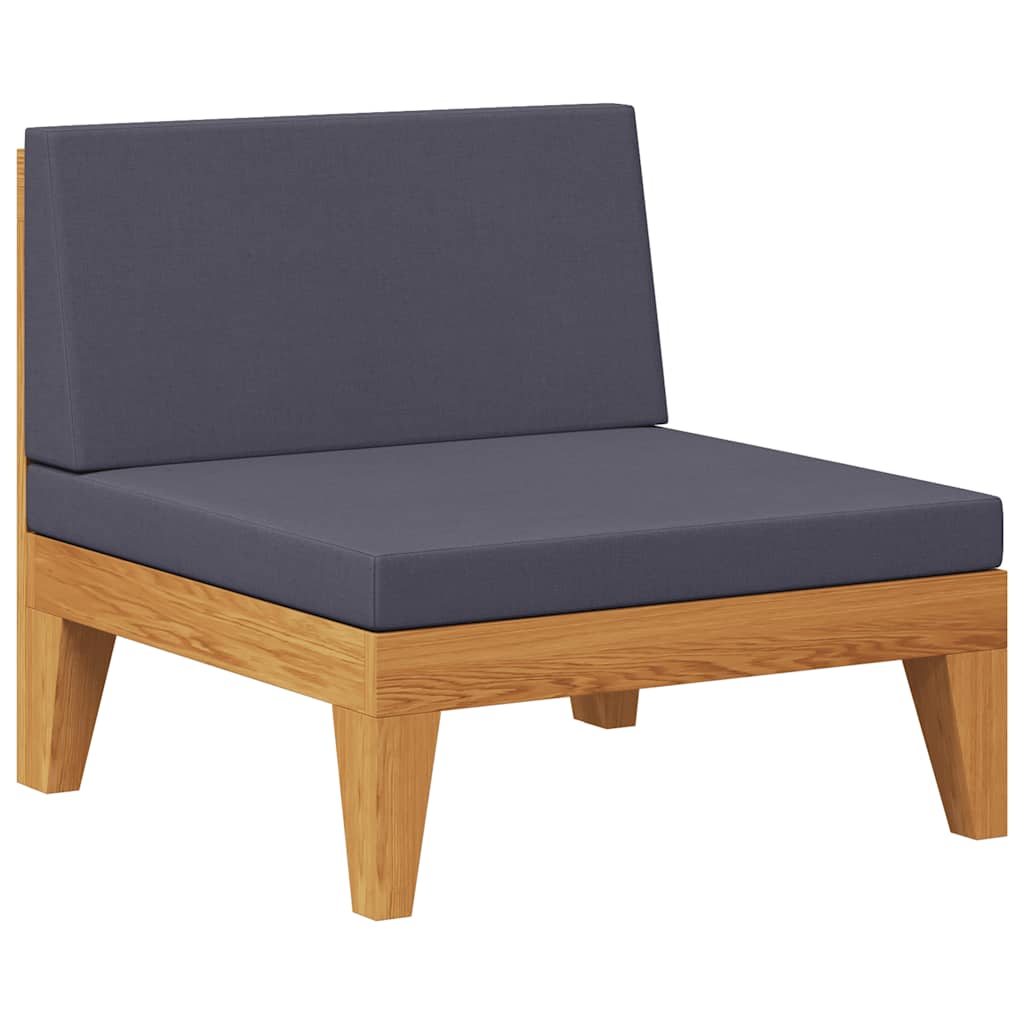 Modular-Mittelsofa mit Dunkelgrauen Kissen Akazie Massivholz