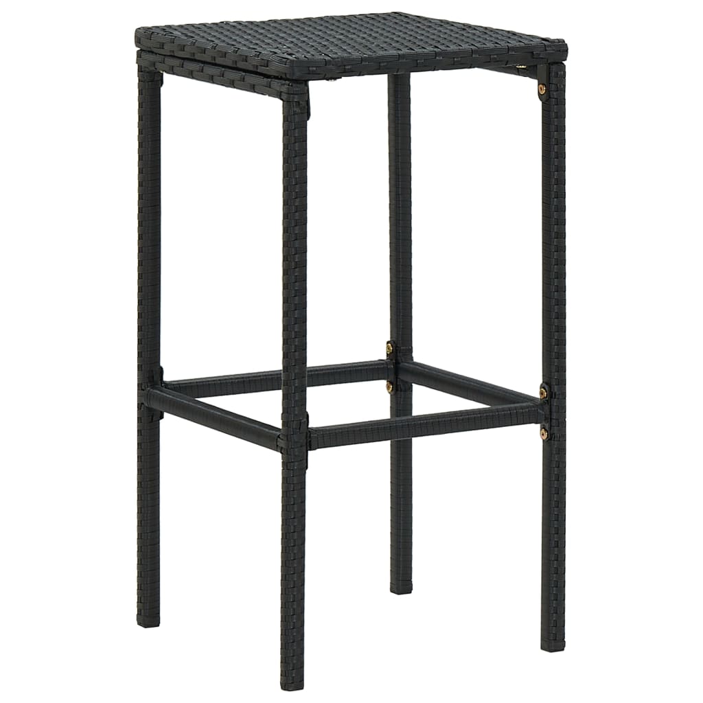 Barhocker mit Kissen 3 Stk. Schwarz Poly Rattan