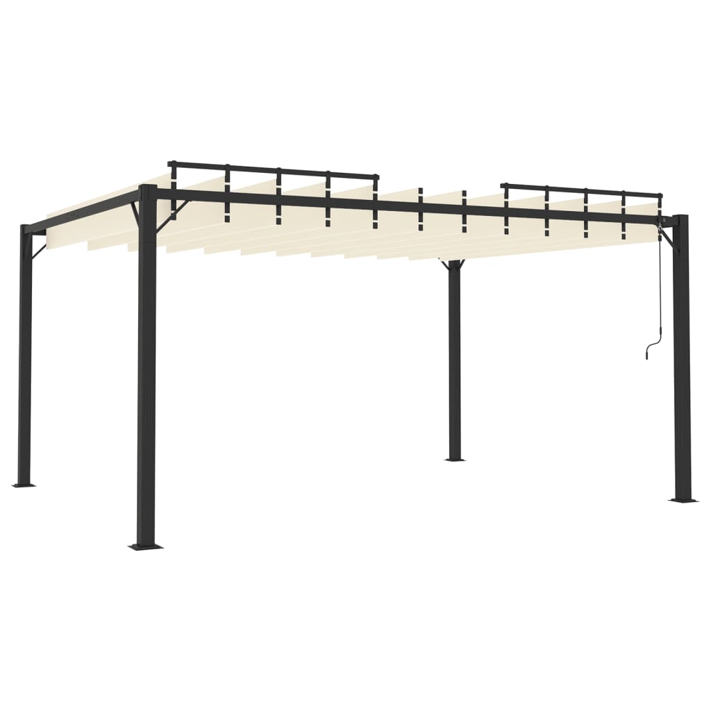 Pergola mit Lamellendach 3x4 m Creme Stoff und Aluminium