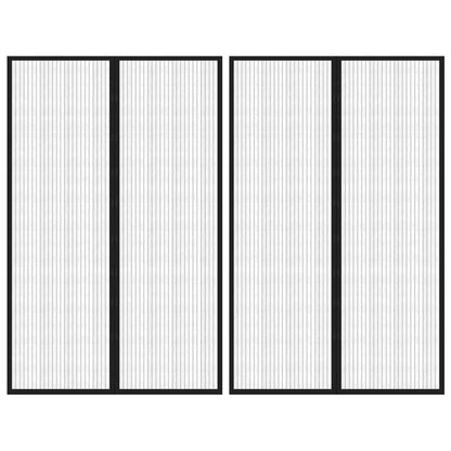 Fliegengitter-Türvorhänge 2 Stk. Magnet Schwarz 220x130 cm