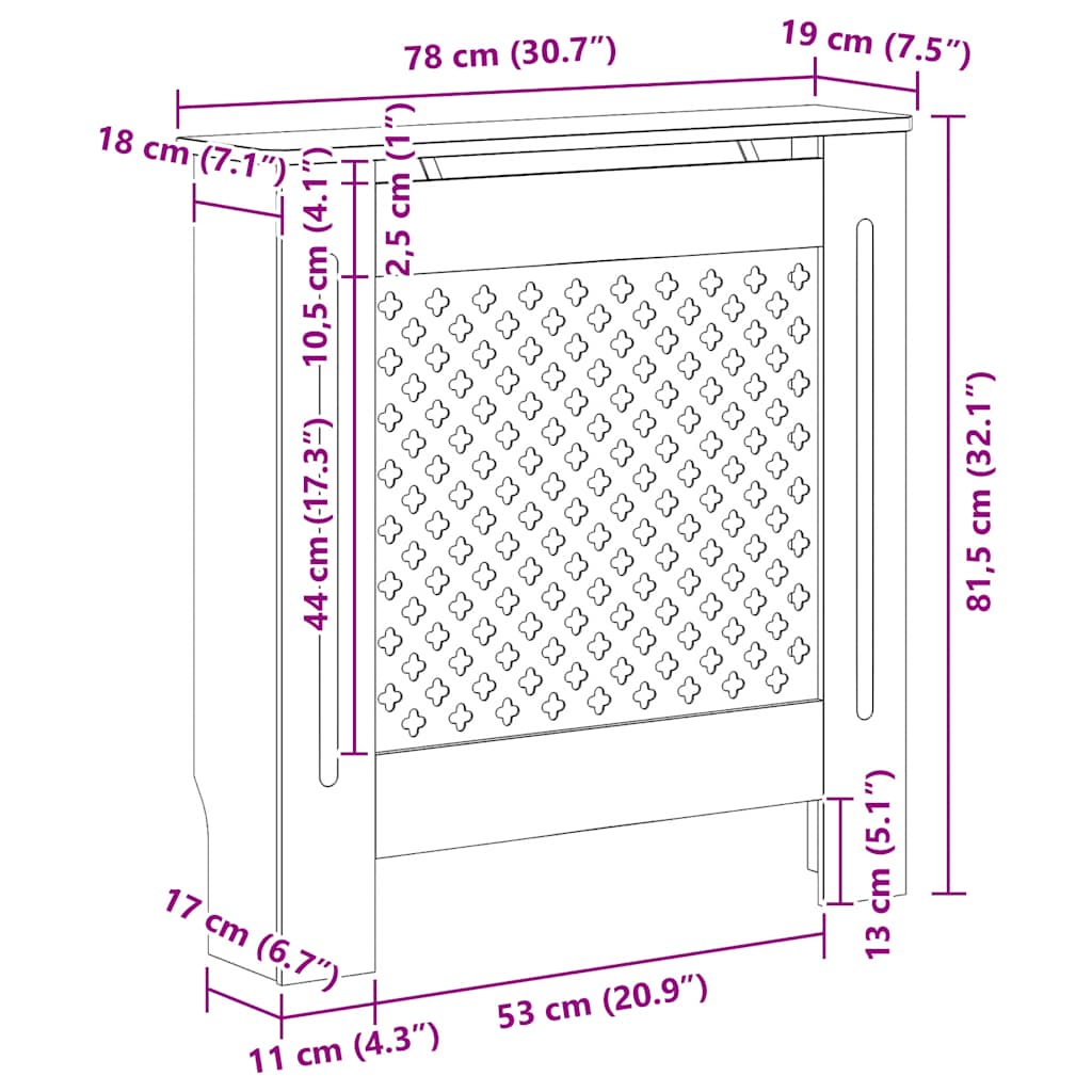 MDF Heizkörperverkleidung Grau 78 cm