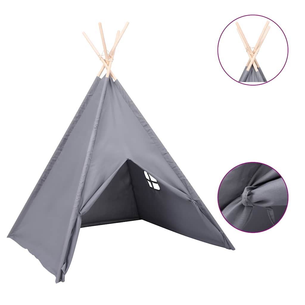 Kinder Tipi-Zelt mit Tasche Pfirsichhaut Grau 120x120x150 cm