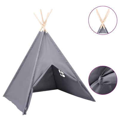 Kinder Tipi-Zelt mit Tasche Pfirsichhaut Grau 120x120x150 cm