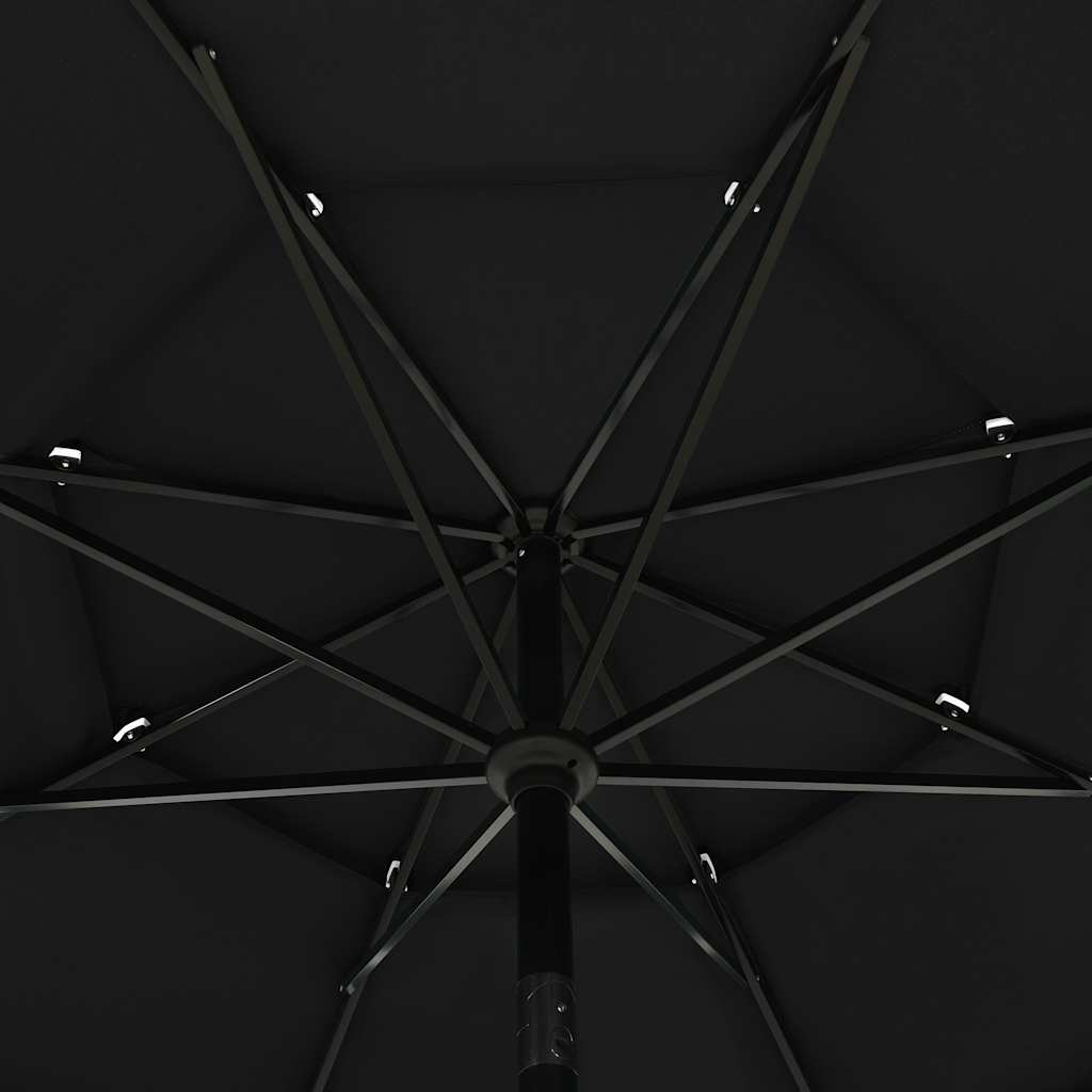 Sonnenschirm mit Aluminium-Mast 3-lagig Schwarz 3,5 m