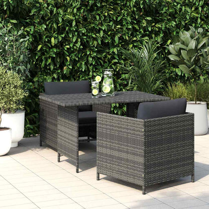 Garten-Esstisch Grau 110x70x65 cm Poly Rattan