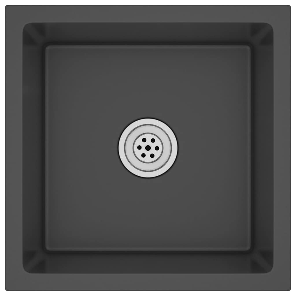 Handgemachte Einbauspüle Schwarz Edelstahl