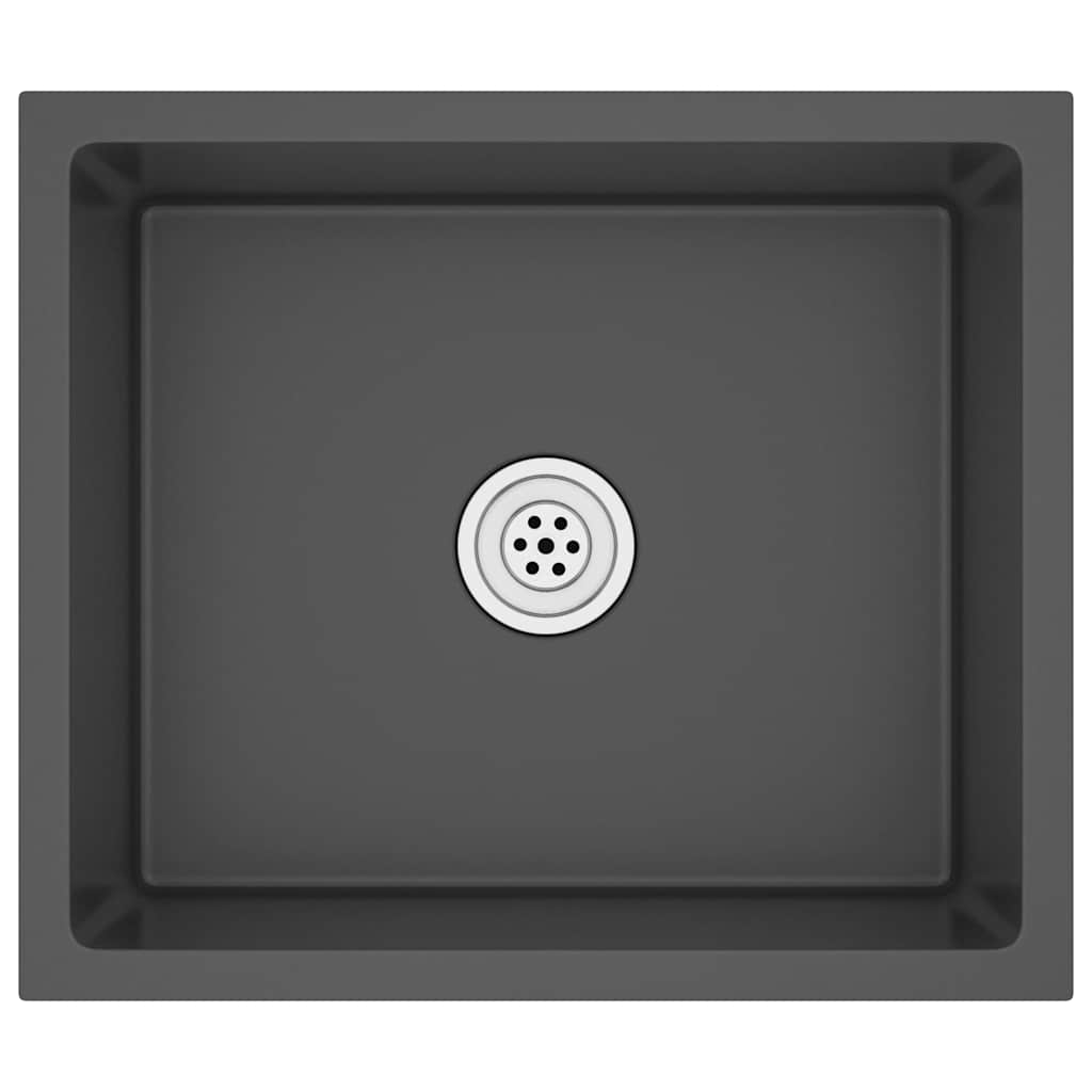 Handgemachte Einbauspüle Schwarz Edelstahl