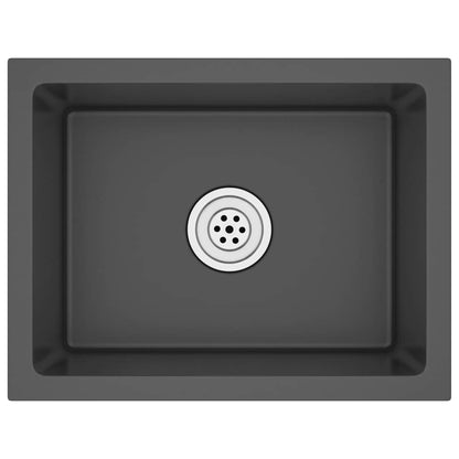 Handgemachte Einbauspüle Schwarz Edelstahl