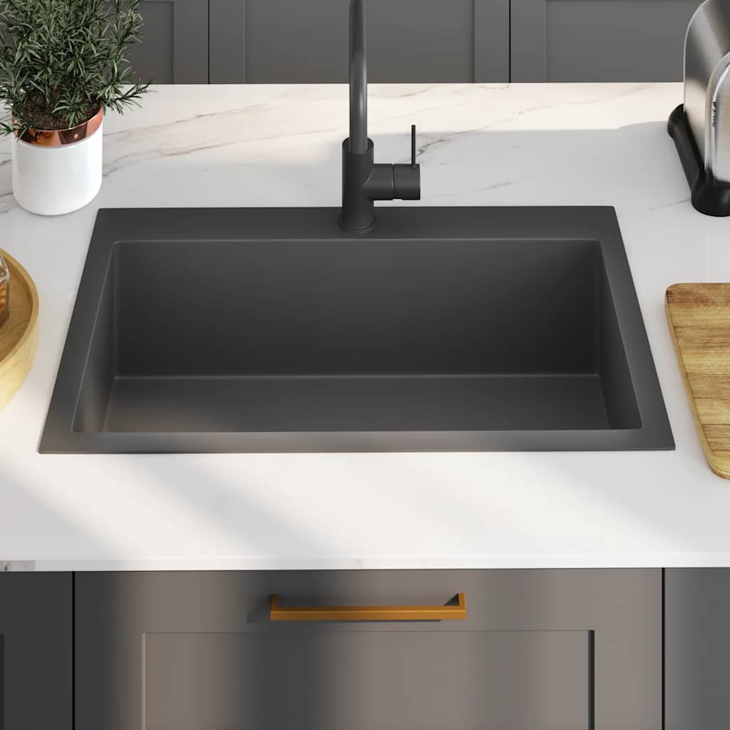 Handgemachte Einbauspüle Schwarz Edelstahl