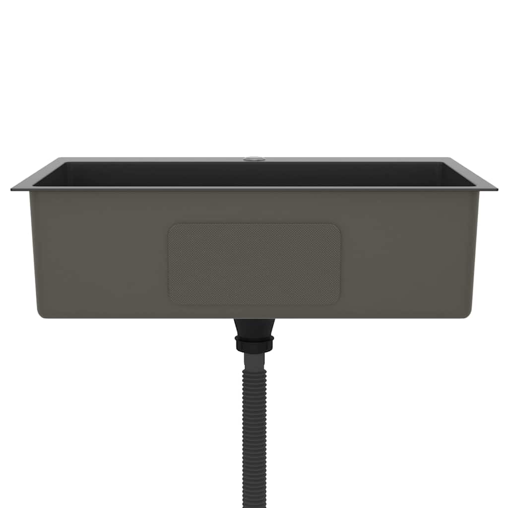 Handgemachte Einbauspüle Schwarz Edelstahl