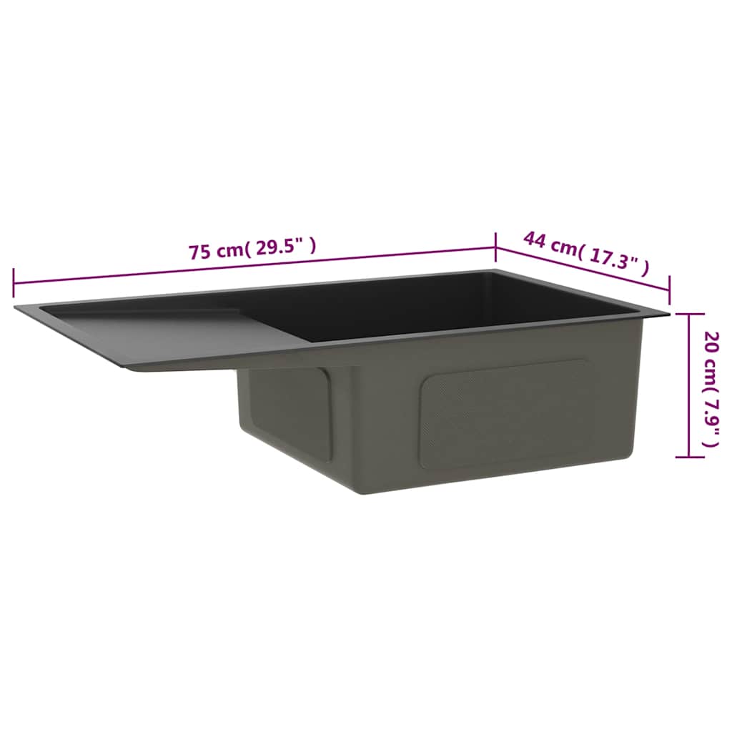 Handgemachte Einbauspüle Schwarz Edelstahl