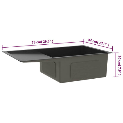 Handgemachte Einbauspüle Schwarz Edelstahl