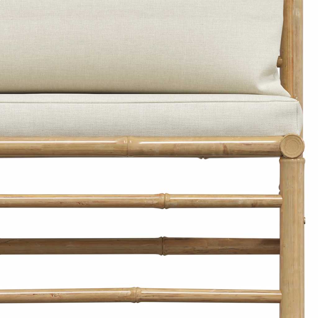 Garten-Mittelsofa mit Kissen Cremeweiß Bambus