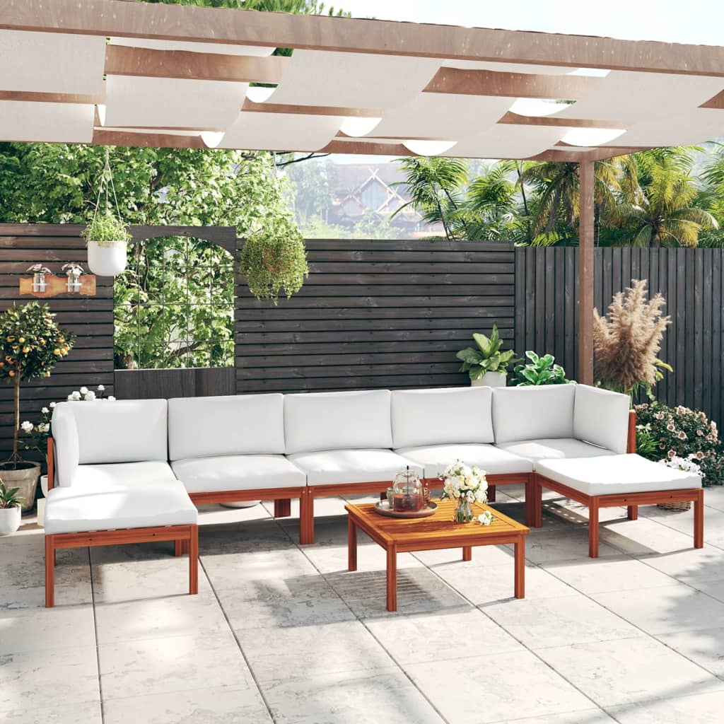 8-teiliges Garten-Lounge-Set mit Kissen Creme 63 x 63 cm