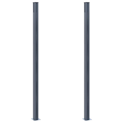 Zaunpfosten 2 Stk. Dunkelgrau 185 cm Aluminium