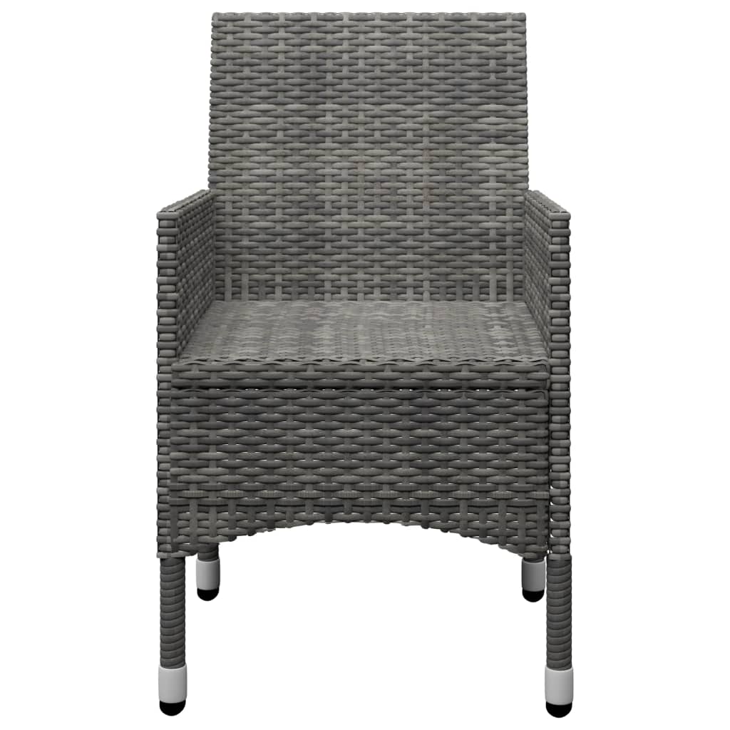 3-tlg. Bistro-Set Poly Rattan und Hartglas Grau