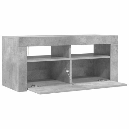 TV-Schrank mit LED-Leuchten Betongrau 90x35x40 cm