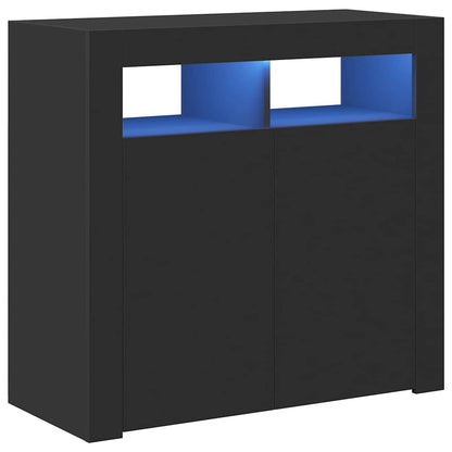Sideboard mit LED-Leuchten Schwarz 80x35x75 cm