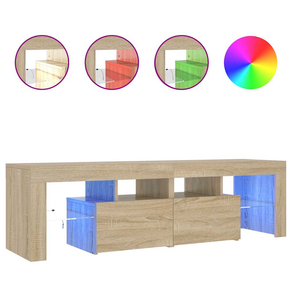 TV-Schrank mit LED-Beleuchtung Sonoma-Eiche 140x36,5x40 cm