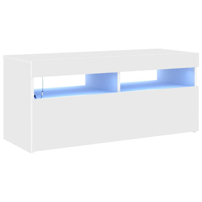 TV-Schrank mit LED-Leuchten Weiß 90x35x40 cm