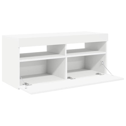 TV-Schrank mit LED-Leuchten Weiß 90x35x40 cm