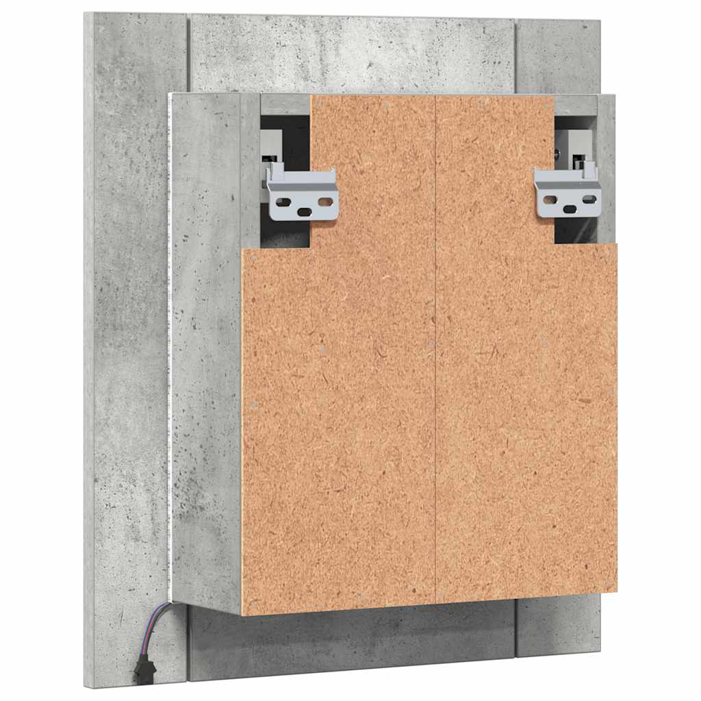 LED-Bad-Spiegelschrank Betongrau 40x12x45 cm Acryl