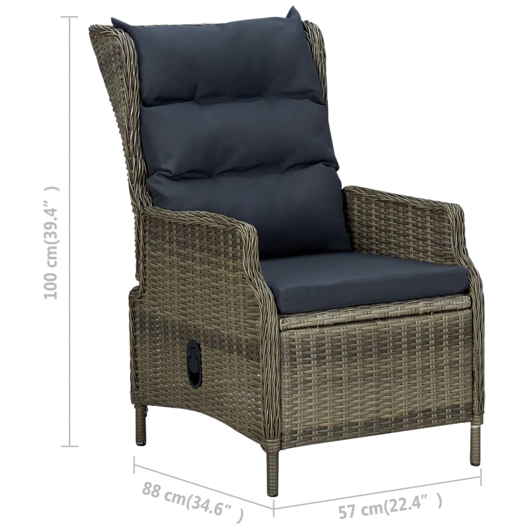 2-tlg. Garten-Lounge-Set mit Auflagen Poly Rattan Braun
