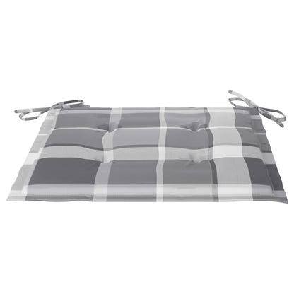 Gartenstühle Graue Karomuster-Kissen 3 Stk. Massivholz Teak